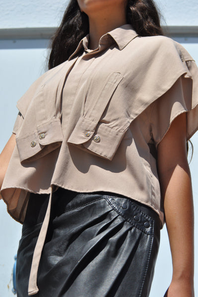 TAN BOXY BLOUSE