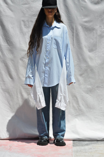 CONTRAST WAIST TIE BUTTON DOWN