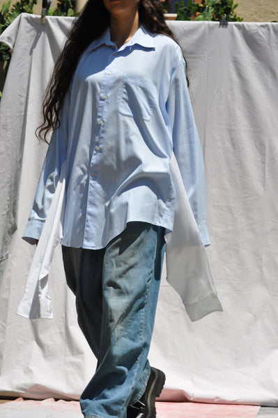 CONTRAST WAIST TIE BUTTON DOWN