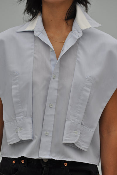 SHOULDER SLEEVE BLOUSE IN LIGHT BLUE