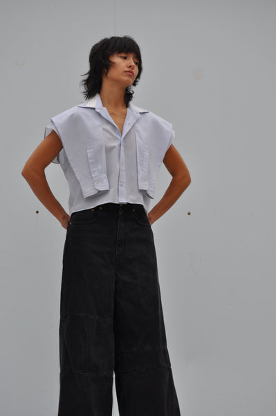 SHOULDER SLEEVE BLOUSE IN LIGHT BLUE