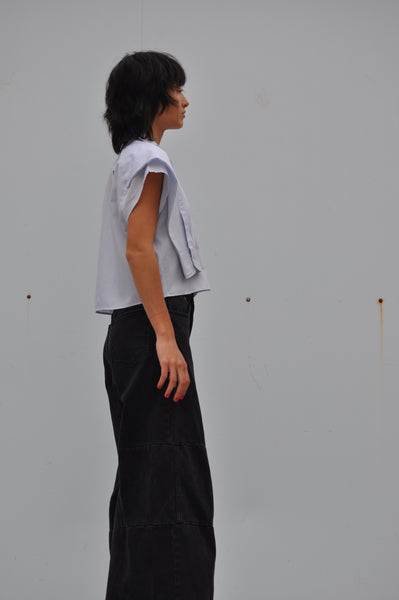 SHOULDER SLEEVE BLOUSE IN LIGHT BLUE