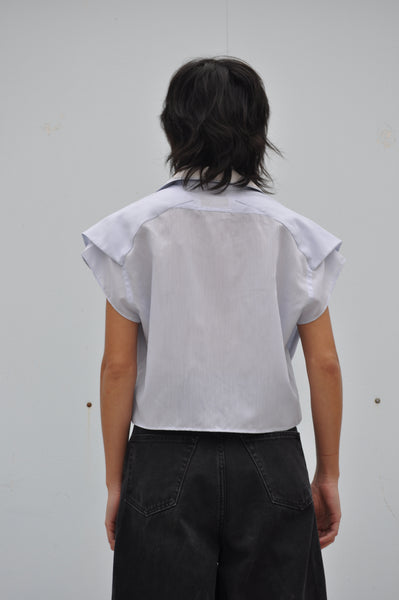 SHOULDER SLEEVE BLOUSE IN LIGHT BLUE