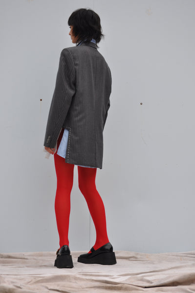 PINSTRIPE BLAZER WITH HI-LO HEM