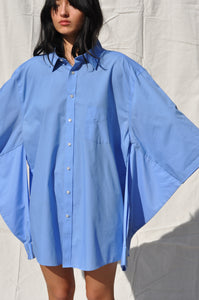 MULTI BLUE BUTTON DOWN KIMONO