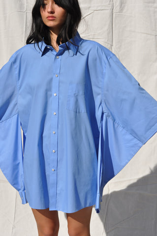 MULTI BLUE BUTTON DOWN KIMONO