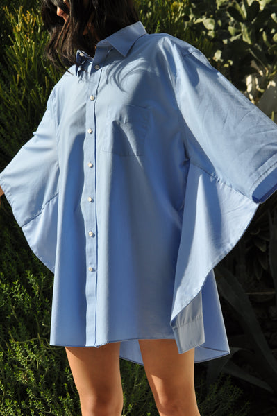 MULTI BLUE BUTTON DOWN KIMONO