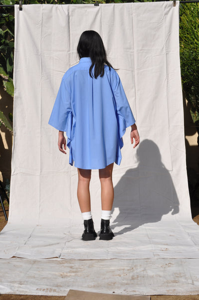 MULTI BLUE BUTTON DOWN KIMONO