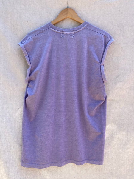 BACK VIEW OF PURPLE MUSCLE TEE PLAIN