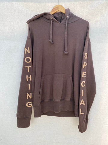 FRONT IMAGE OF NOTHING SPECIAL HOODIE 3D EMBROIDERED ON SLEEVES.