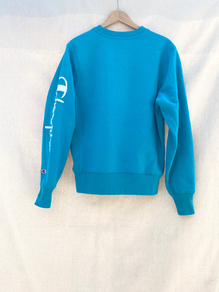 PEACE PLEASE! CREW NECK  SWEATSHIRT IN AQUA