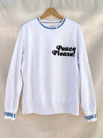 PEACE PLEASE! WHITE  CREW NECK