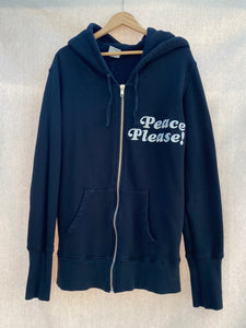 PEACE PLEASE! DISTRESSED BLACK HOODIE