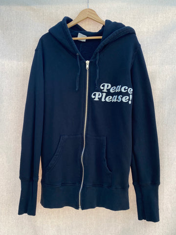 PEACE PLEASE! DISTRESSED BLACK HOODIE