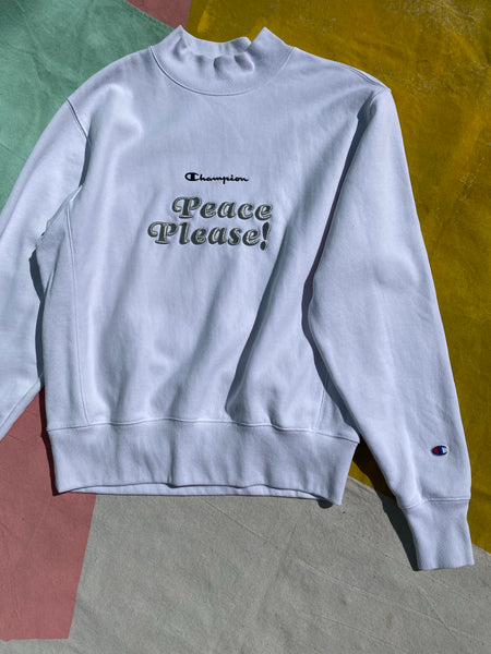 PEACE PLEASE! WHITE CREW NECK SWEATSHIRT